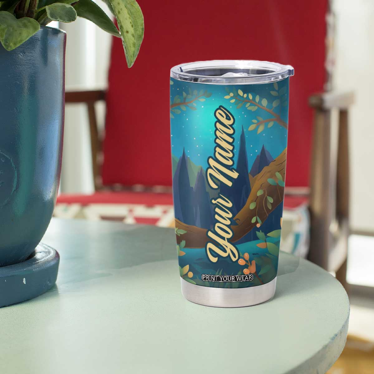 Personalized Sleeping Sloth Tumbler Cup with Relaxed Mood Artwork TS04 Print Your Wear