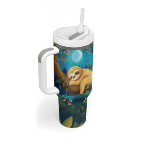 Personalized Sleeping Sloth Tumbler With Handle with Relaxed Mood Artwork TS04 Print Your Wear