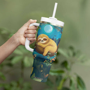Personalized Sleeping Sloth Tumbler With Handle with Relaxed Mood Artwork TS04 Print Your Wear