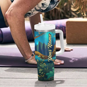 Personalized Sleeping Sloth Tumbler With Handle with Relaxed Mood Artwork TS04 Print Your Wear