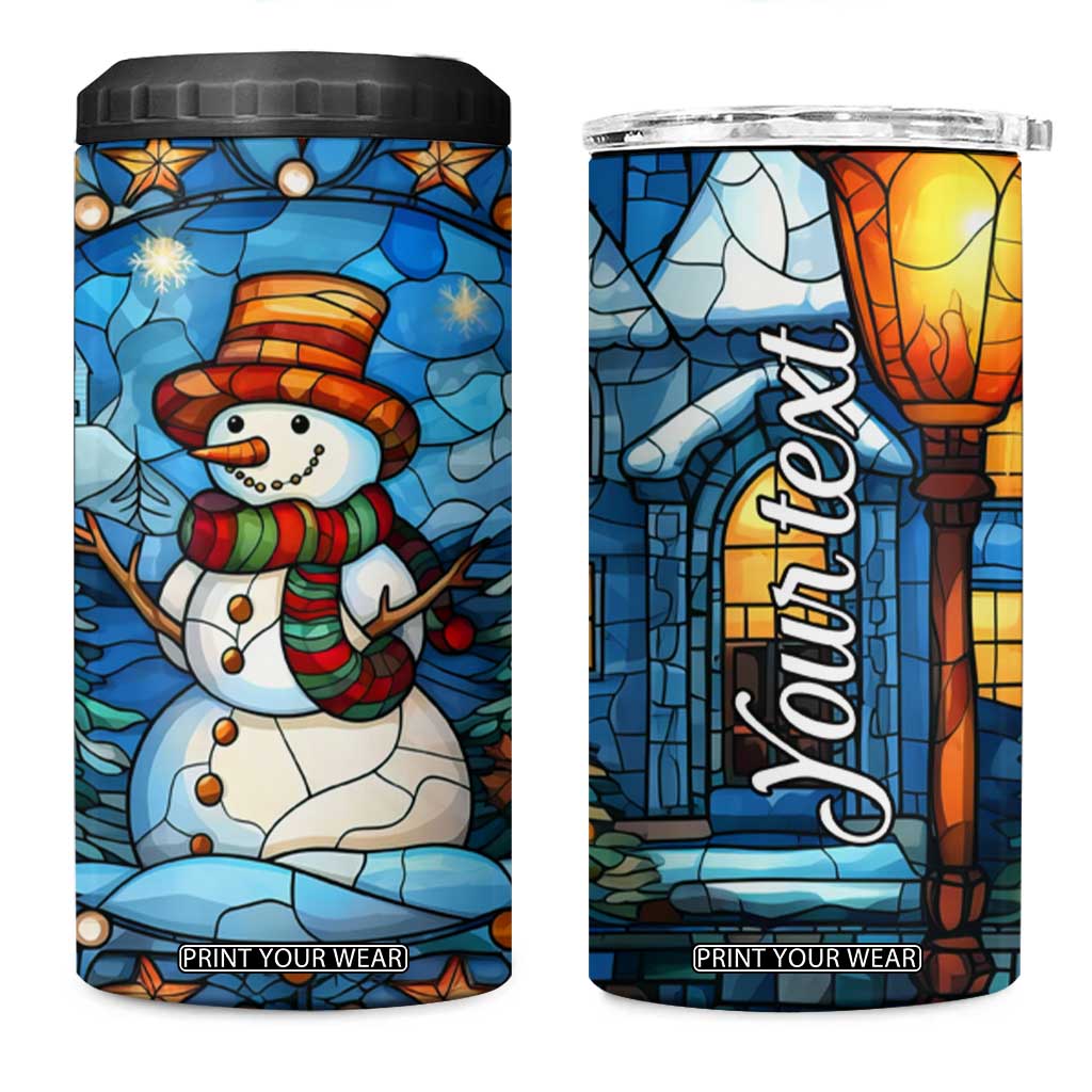 Personalized Snowman 4 in 1 Can Cooler Tumbler with Stained Glass Style Design TS04 One Size: 16 oz Multicolor Print Your Wear