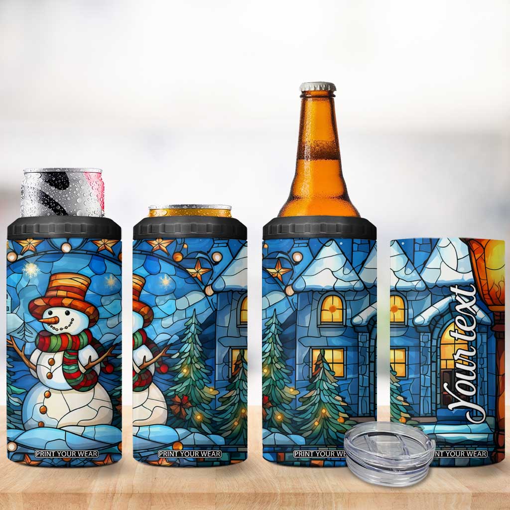 Personalized Snowman 4 in 1 Can Cooler Tumbler with Stained Glass Style Design TS04 Print Your Wear
