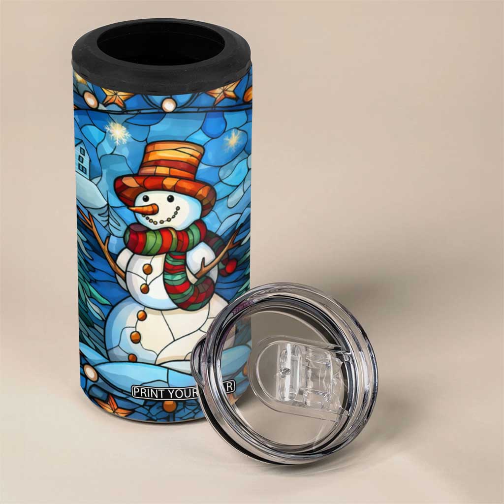 Personalized Snowman 4 in 1 Can Cooler Tumbler with Stained Glass Style Design TS04 Print Your Wear
