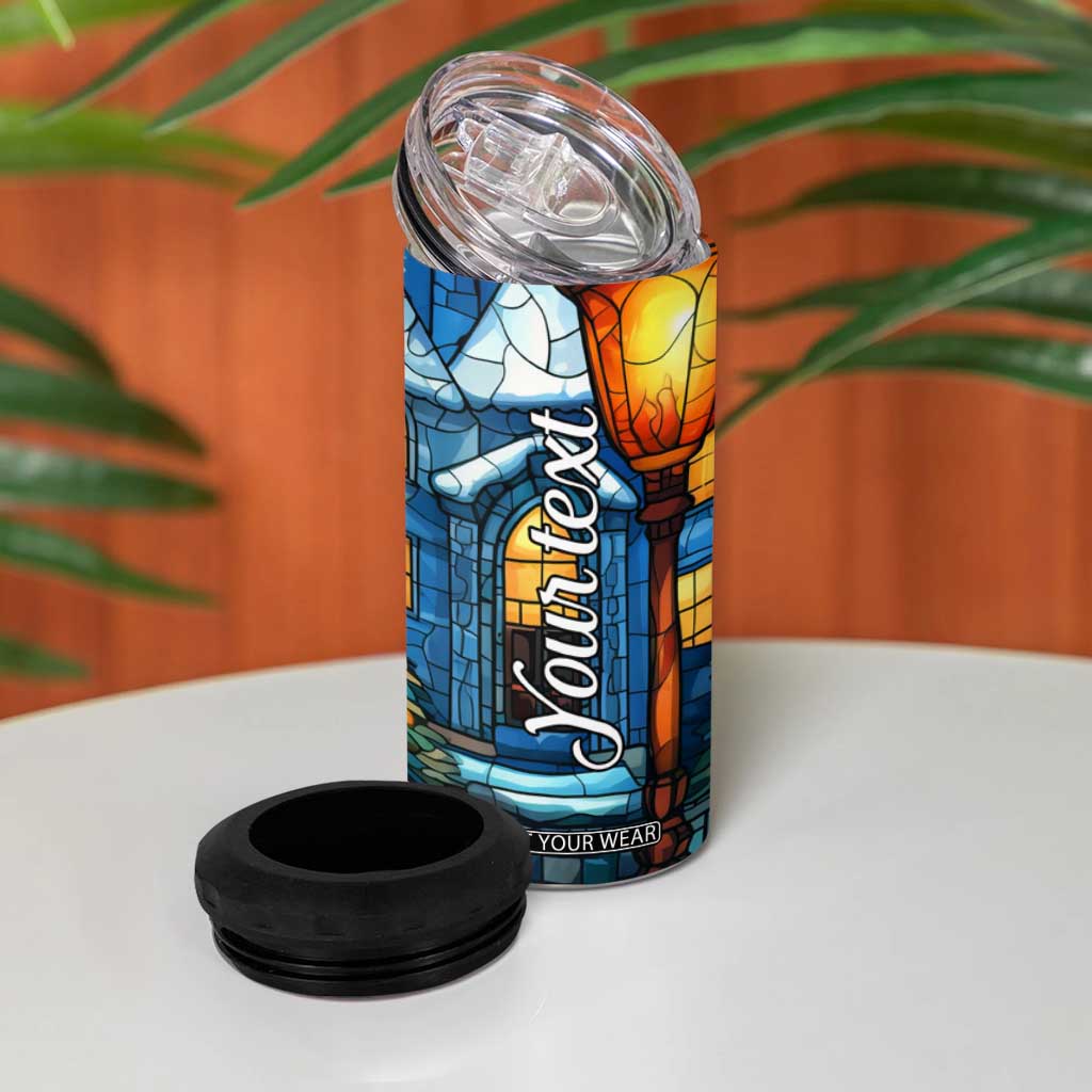 Personalized Snowman 4 in 1 Can Cooler Tumbler with Stained Glass Style Design TS04 Print Your Wear