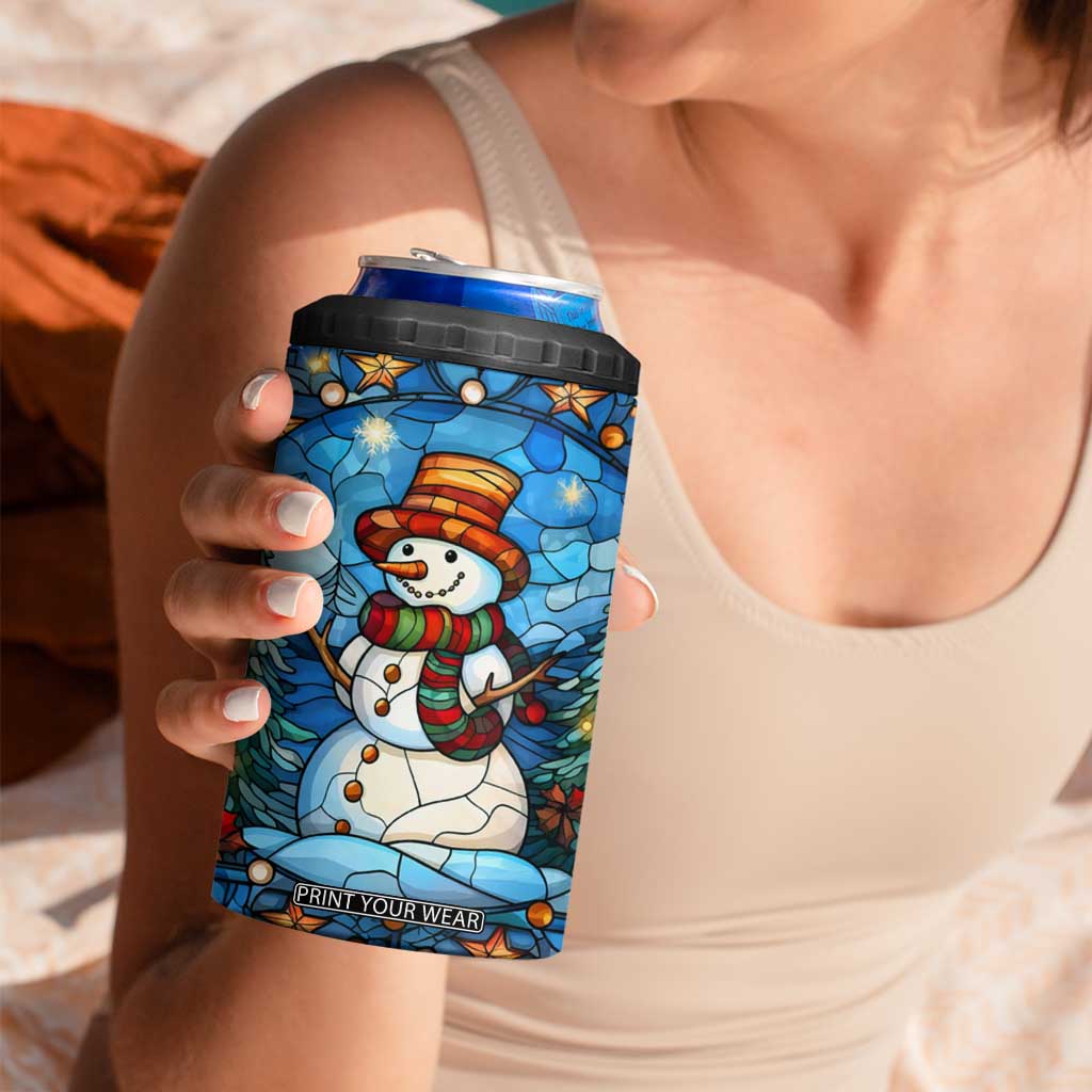 Personalized Snowman 4 in 1 Can Cooler Tumbler with Stained Glass Style Design TS04 Print Your Wear