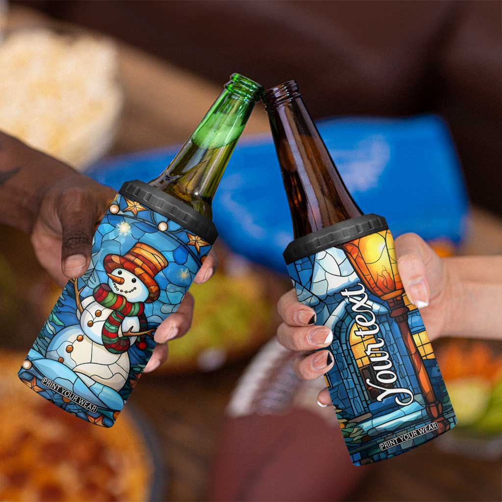 Personalized Snowman 4 in 1 Can Cooler Tumbler with Stained Glass Style Design TS04 Print Your Wear