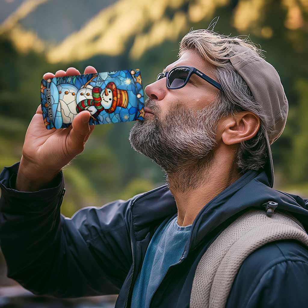 Personalized Snowman 4 in 1 Can Cooler Tumbler with Stained Glass Style Design TS04 Print Your Wear