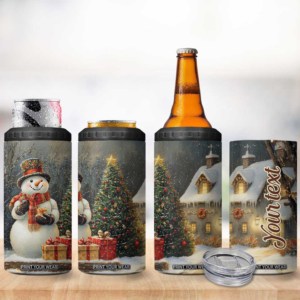 Personalized Snowman 4 in 1 Can Cooler Tumbler with Vintage Christmas Theme TS04 Print Your Wear