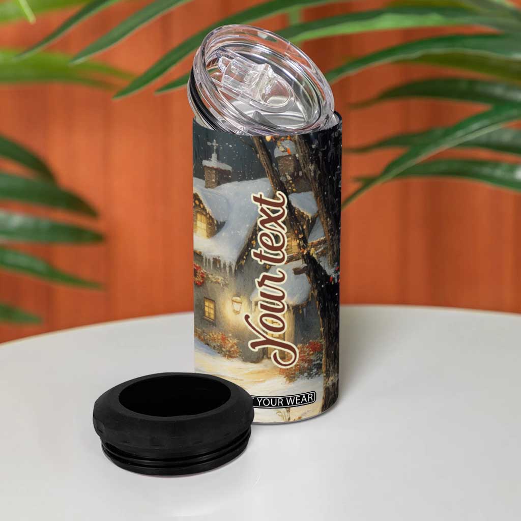 Personalized Snowman 4 in 1 Can Cooler Tumbler with Vintage Christmas Theme TS04 Print Your Wear