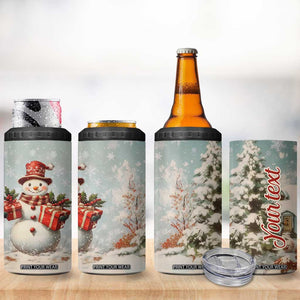 Personalized Snowman 4 in 1 Can Cooler Tumbler with Vintage Style Illustration TS04 Print Your Wear