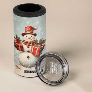 Personalized Snowman 4 in 1 Can Cooler Tumbler with Vintage Style Illustration TS04 Print Your Wear