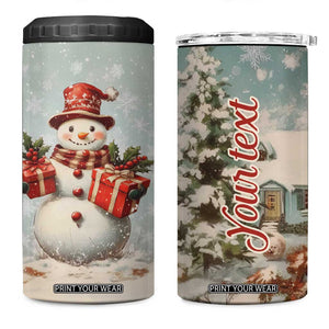 Personalized Snowman 4 in 1 Can Cooler Tumbler with Vintage Style Illustration TS04 One Size: 16 oz Multicolor Print Your Wear