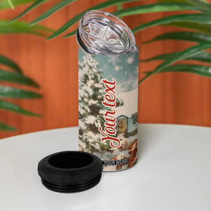 Personalized Snowman 4 in 1 Can Cooler Tumbler with Vintage Style Illustration TS04 Print Your Wear