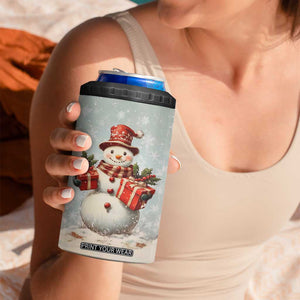 Personalized Snowman 4 in 1 Can Cooler Tumbler with Vintage Style Illustration TS04 Print Your Wear