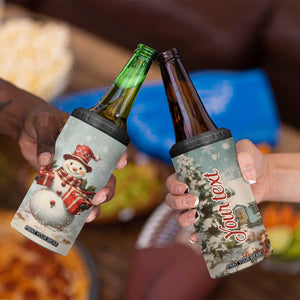 Personalized Snowman 4 in 1 Can Cooler Tumbler with Vintage Style Illustration TS04 Print Your Wear