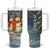 Personalized Snowman Couple Tumbler With Handle Winter Love Illustration with Lanterns and Christmas Tree TS04 One Size: 40 oz Multicolor Print Your Wear
