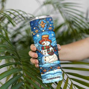 Personalized Snowman Skinny Tumbler with Stained Glass Style Design TS04 Print Your Wear