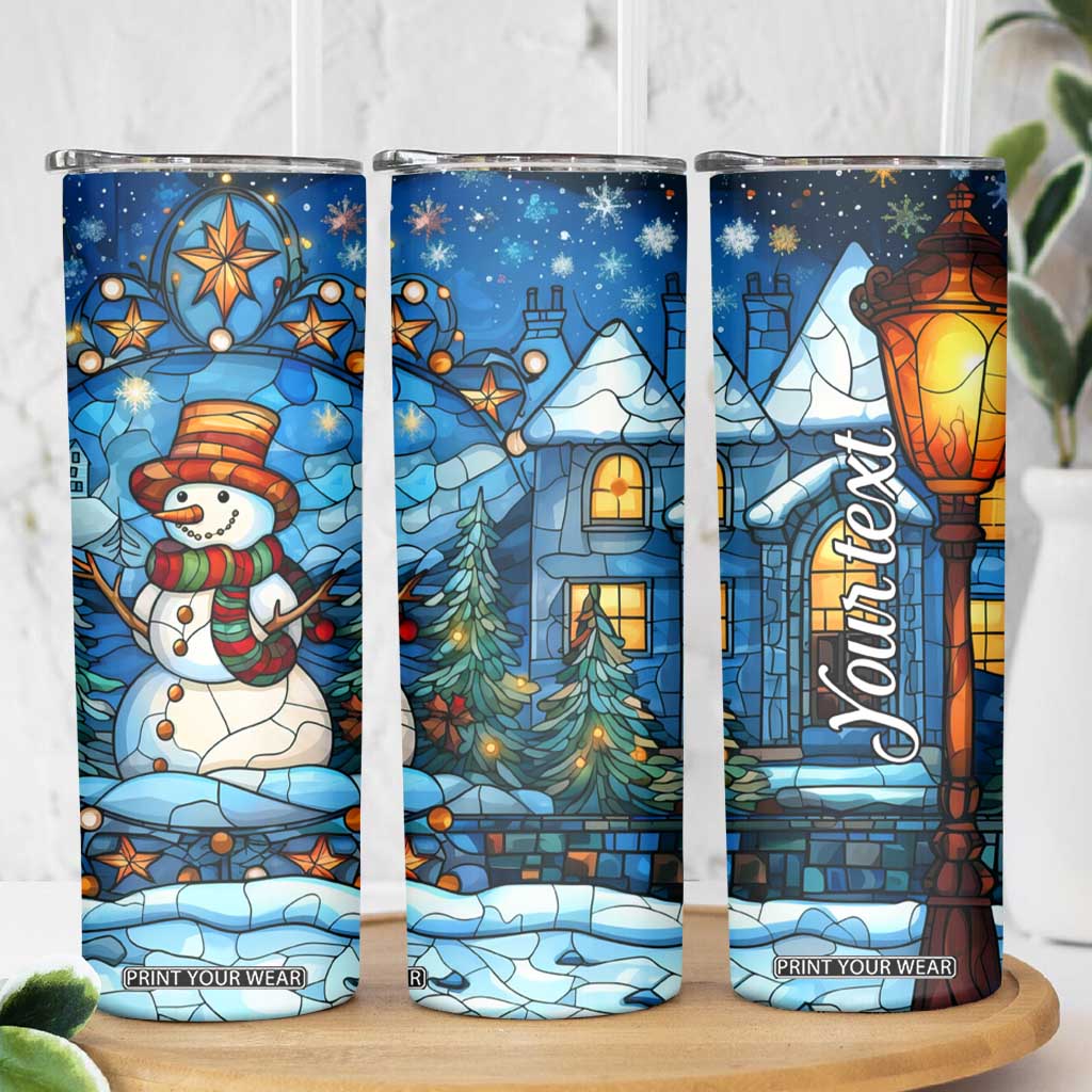 Personalized Snowman Skinny Tumbler with Stained Glass Style Design TS04 Print Your Wear