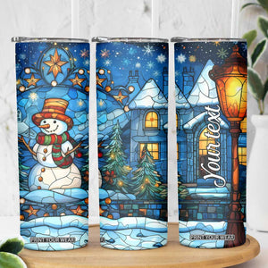 Personalized Snowman Skinny Tumbler with Stained Glass Style Design TS04 Print Your Wear