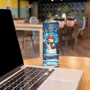 Personalized Snowman Skinny Tumbler with Stained Glass Style Design TS04 Print Your Wear
