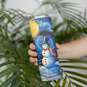 Personalized Snowman Skinny Tumbler with Starry Night Inspired Background TS04 Print Your Wear