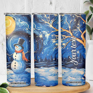 Personalized Snowman Skinny Tumbler with Starry Night Inspired Background TS04 Print Your Wear