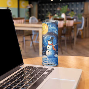 Personalized Snowman Skinny Tumbler with Starry Night Inspired Background TS04 Print Your Wear
