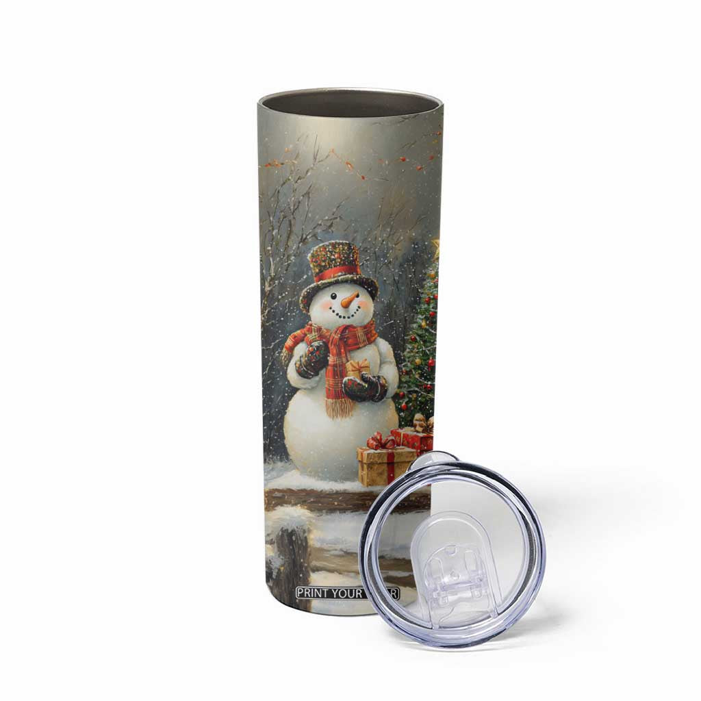 Personalized Snowman Skinny Tumbler with Vintage Christmas Theme TS04 Print Your Wear