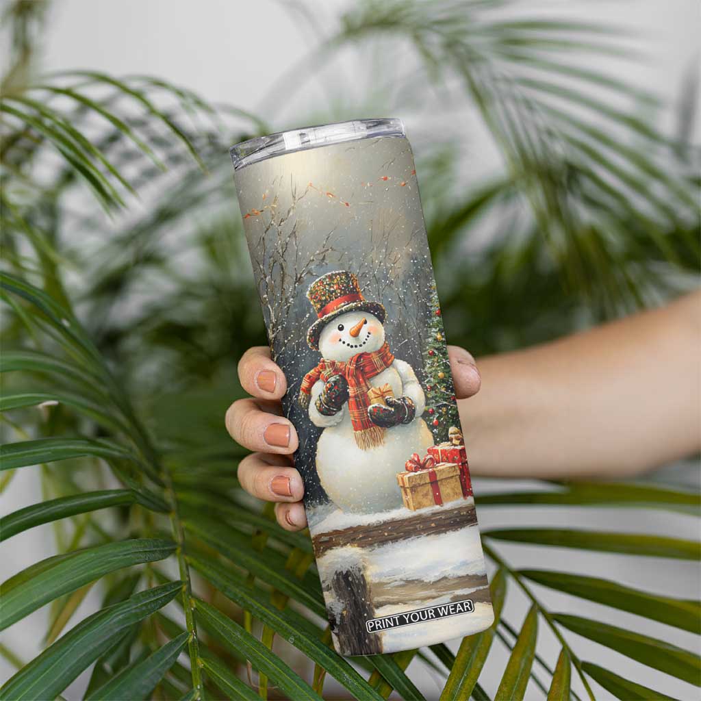 Personalized Snowman Skinny Tumbler with Vintage Christmas Theme TS04 Print Your Wear