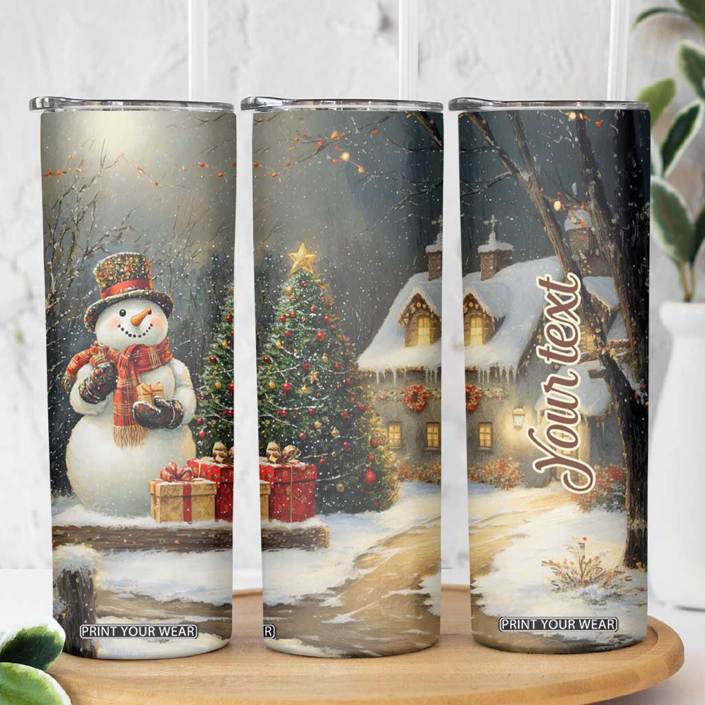 Personalized Snowman Skinny Tumbler with Vintage Christmas Theme TS04 Print Your Wear