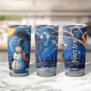 Personalized Snowman Tumbler Cup with Starry Night Inspired Background TS04 Print Your Wear