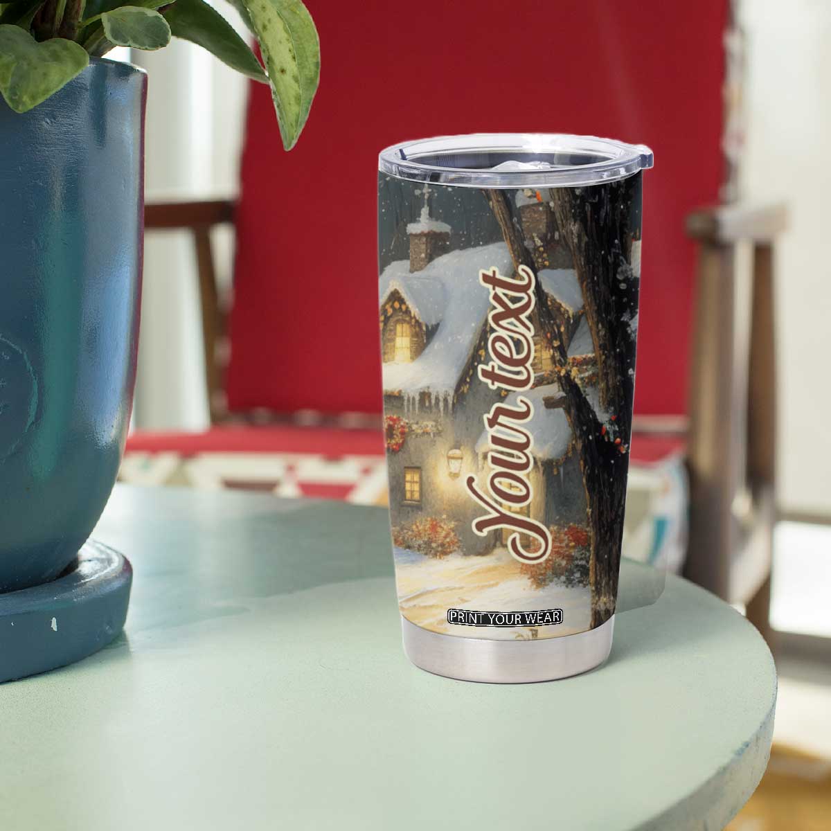 Personalized Snowman Tumbler Cup with Vintage Christmas Theme TS04 Print Your Wear