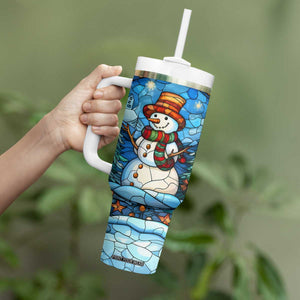 Personalized Snowman Tumbler With Handle with Stained Glass Style Design TS04 Print Your Wear