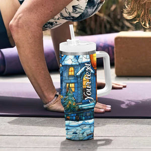 Personalized Snowman Tumbler With Handle with Stained Glass Style Design TS04 Print Your Wear
