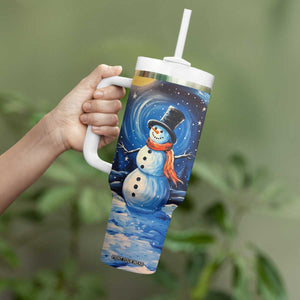 Personalized Snowman Tumbler With Handle with Starry Night Inspired Background TS04 Print Your Wear