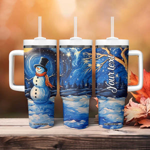 Personalized Snowman Tumbler With Handle with Starry Night Inspired Background TS04 Print Your Wear