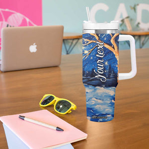 Personalized Snowman Tumbler With Handle with Starry Night Inspired Background TS04 Print Your Wear