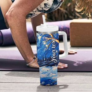 Personalized Snowman Tumbler With Handle with Starry Night Inspired Background TS04 Print Your Wear