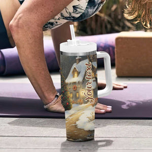 Personalized Snowman Tumbler With Handle with Vintage Christmas Theme TS04 Print Your Wear