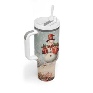 Personalized Snowman Tumbler With Handle with Vintage Style Illustration TS04 Print Your Wear