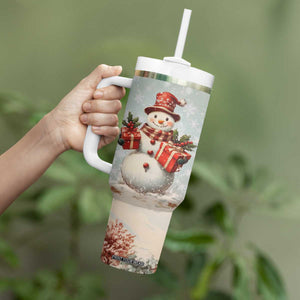 Personalized Snowman Tumbler With Handle with Vintage Style Illustration TS04 Print Your Wear