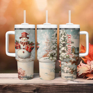 Personalized Snowman Tumbler With Handle with Vintage Style Illustration TS04 Print Your Wear