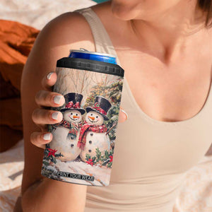 Personalized Snowmen Friends 4 in 1 Can Cooler Tumbler with Whimsical Winter Design TS04 Print Your Wear