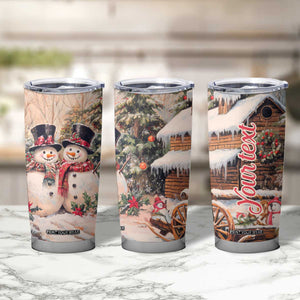 Personalized Snowmen Friends Tumbler Cup with Whimsical Winter Design TS04 Print Your Wear