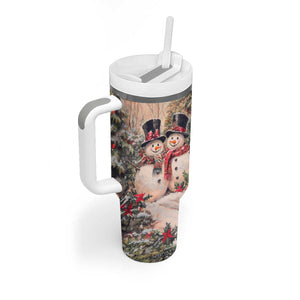 Personalized Snowmen Friends Tumbler With Handle with Whimsical Winter Design TS04 Print Your Wear