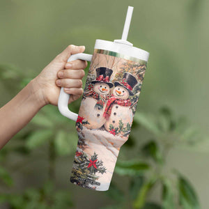 Personalized Snowmen Friends Tumbler With Handle with Whimsical Winter Design TS04 Print Your Wear