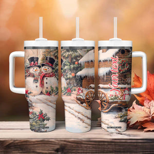 Personalized Snowmen Friends Tumbler With Handle with Whimsical Winter Design TS04 Print Your Wear