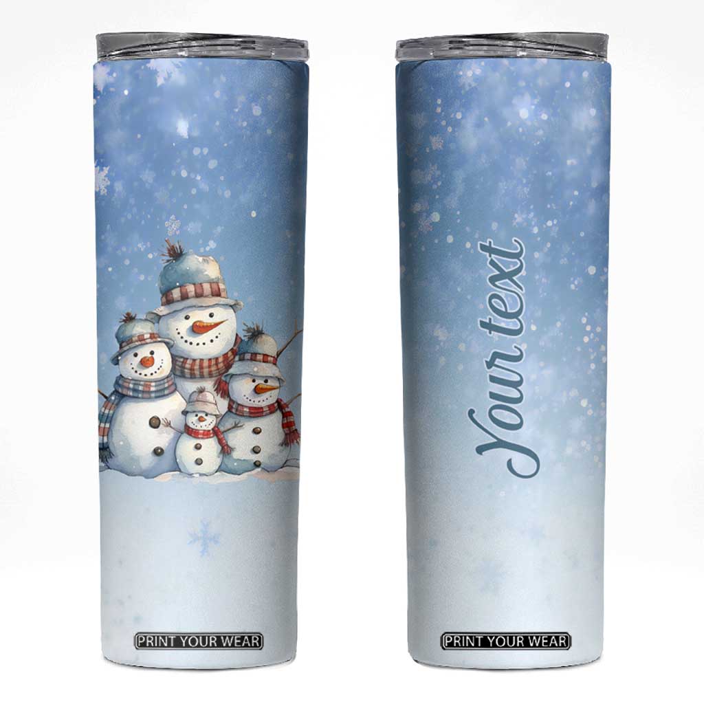 Personalized Snowmen Skinny Tumbler with Festive Holiday Theme TS04 Multicolor Print Your Wear