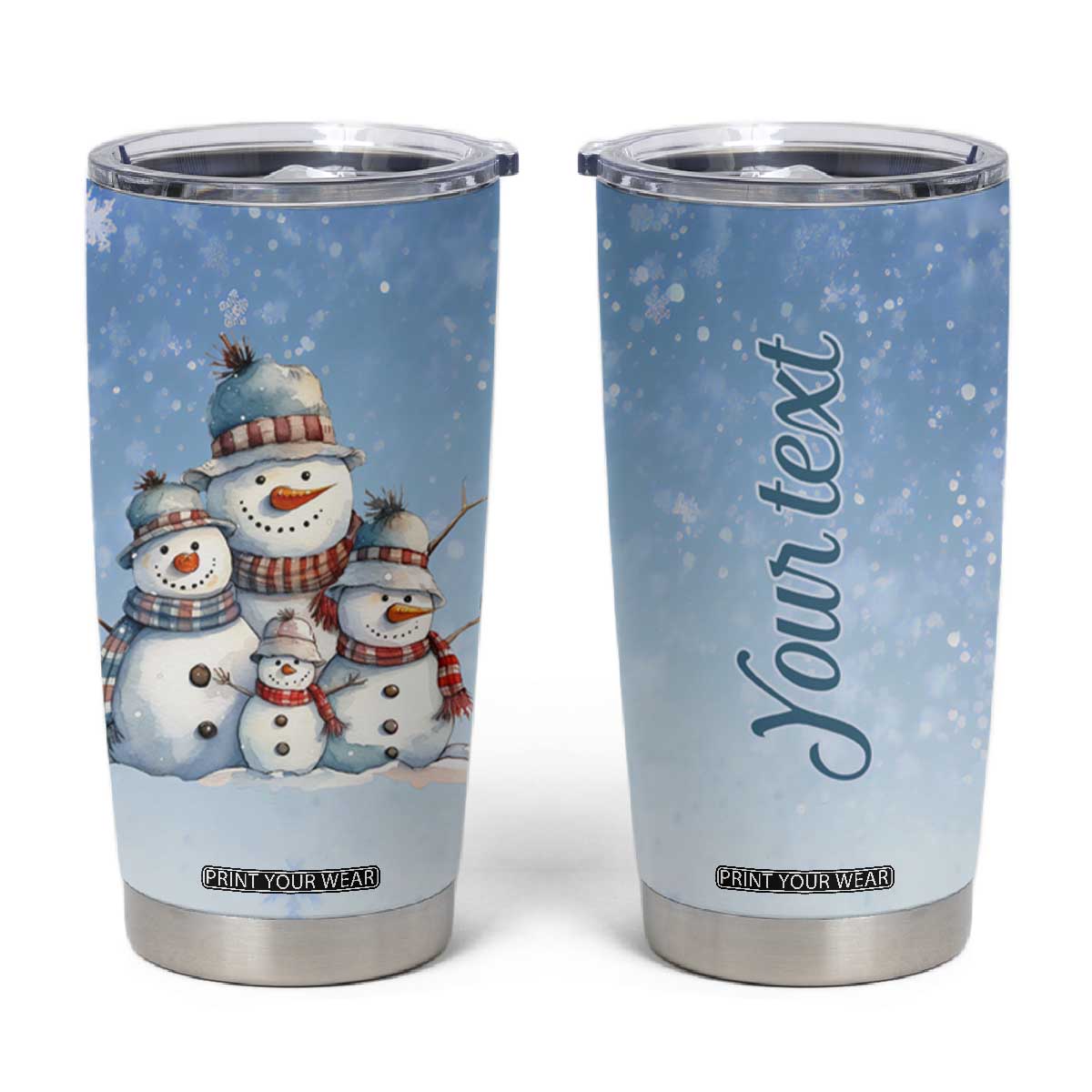 Personalized Snowmen Tumbler Cup with Festive Holiday Theme TS04 Multicolor Print Your Wear