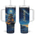 Personalized Stack of Glowing Books Tumbler With Handle Under Starry Night Sky Fantasy Style TS04 One Size: 40 oz Multicolor Print Your Wear
